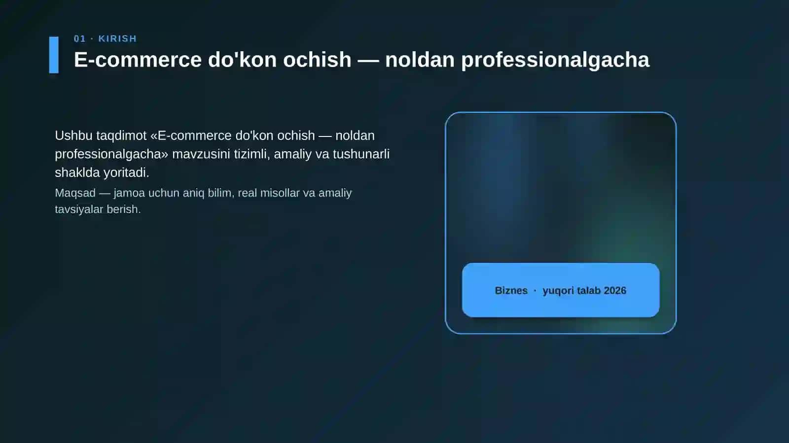 E-commerce do'kon ochish — noldan professionalgacha 4