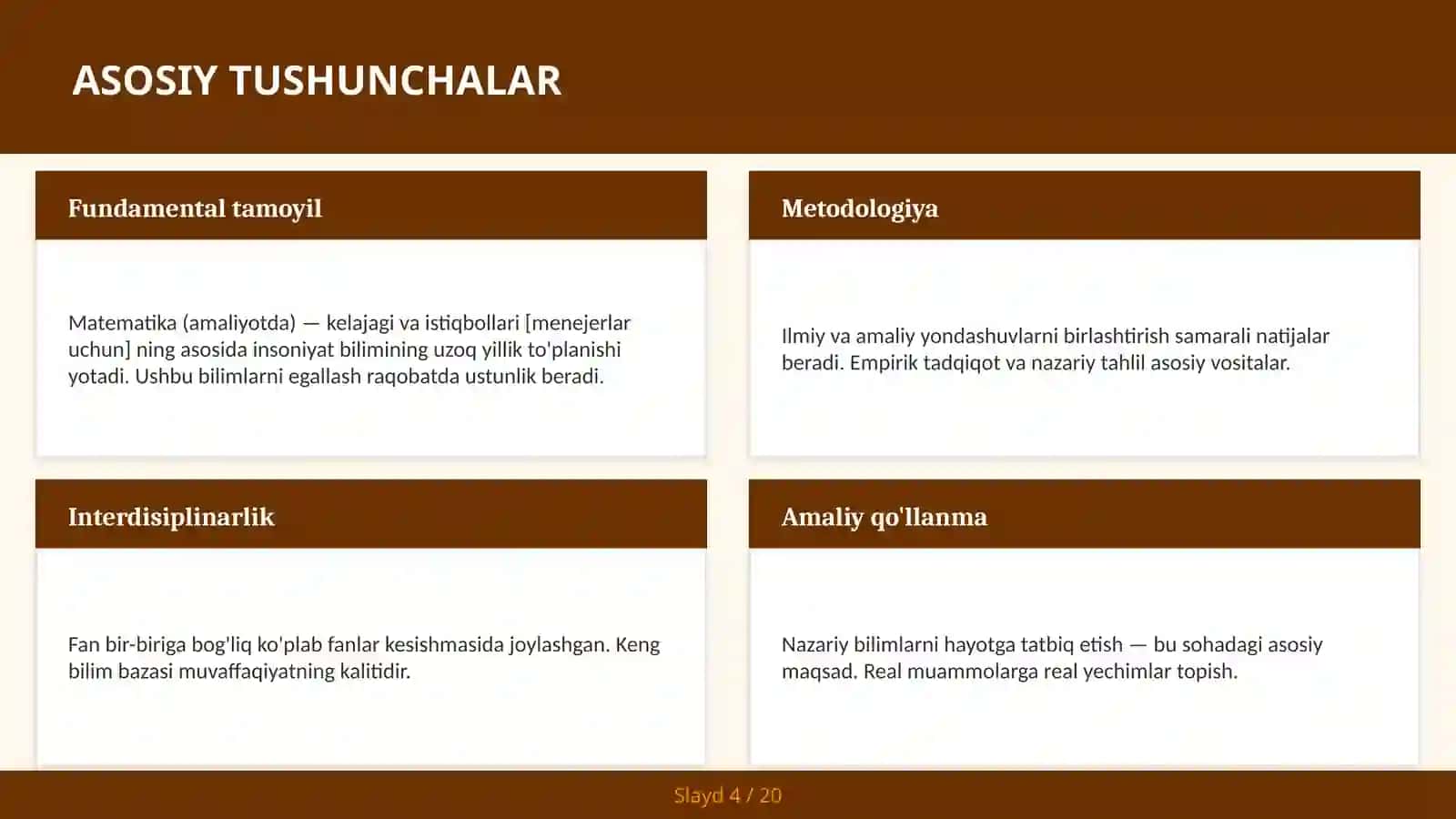 MATEMATIKA (AMALIYOTDA) — KELAJAGI VA ISTIQBOLLARI [MENEJERLAR UCHUN] 4