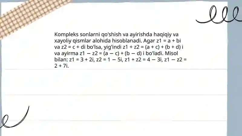 Kompleks Sonlar ustida Amallar 4