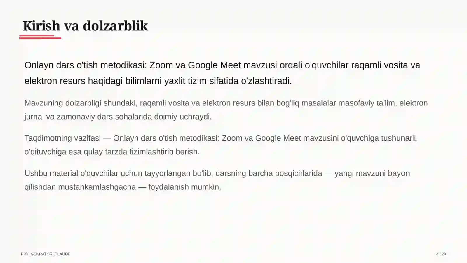 Onlayn dars o'tish metodikasi: Zoom va Google Meet 4