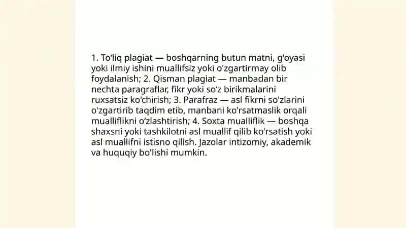 Plagiat haqida tushuncha. Antiplagiat haqida huquqiy va meʼyoriy tushuncha 4