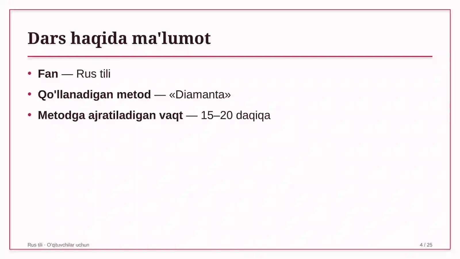 rus tili darslarida diamanta metodidan foydalanish 4055 4