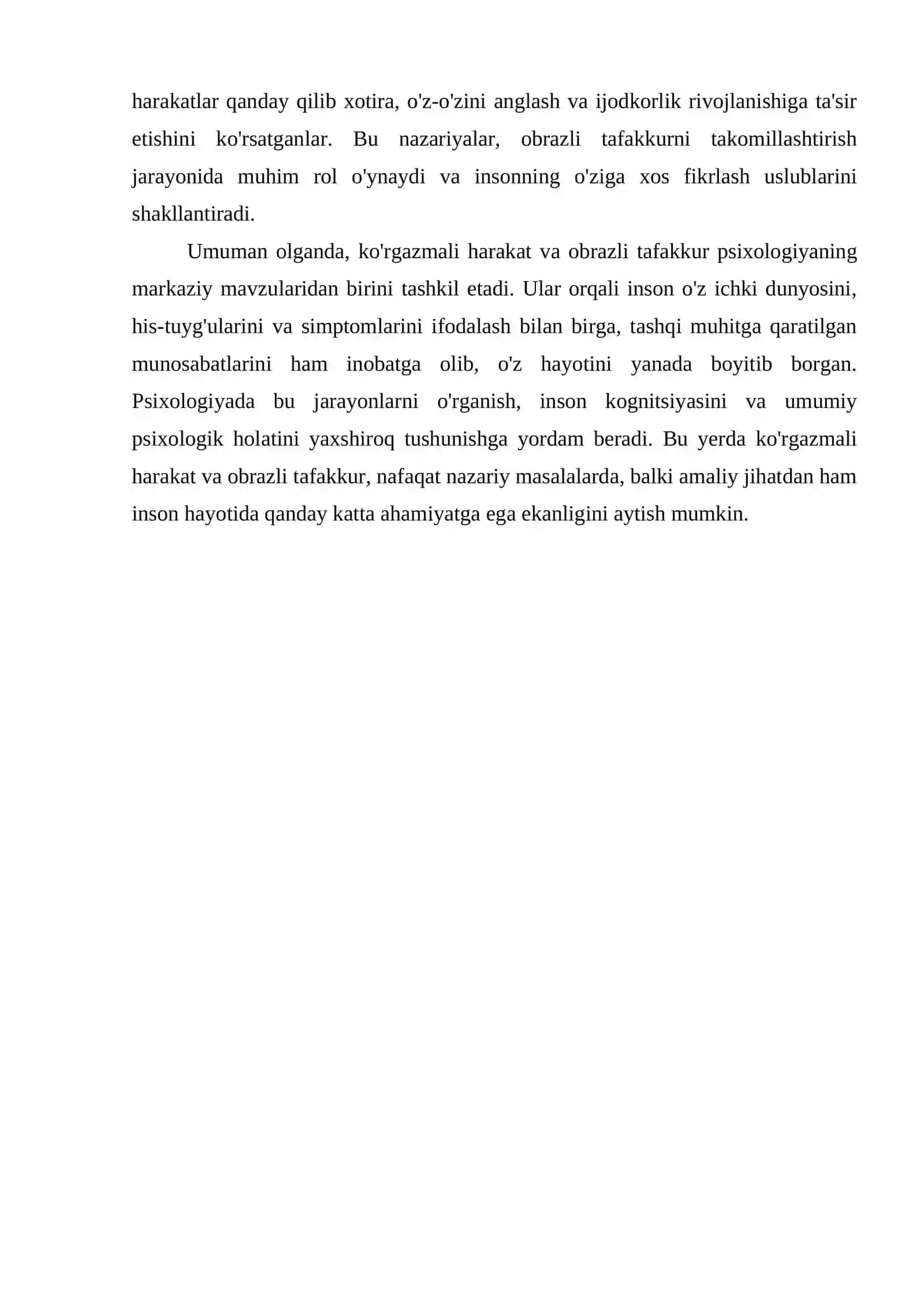 PSIXOLOGIYADA KO'RGAZMALI HARAKAT VA OBRAZLI TAFAKKUR 4