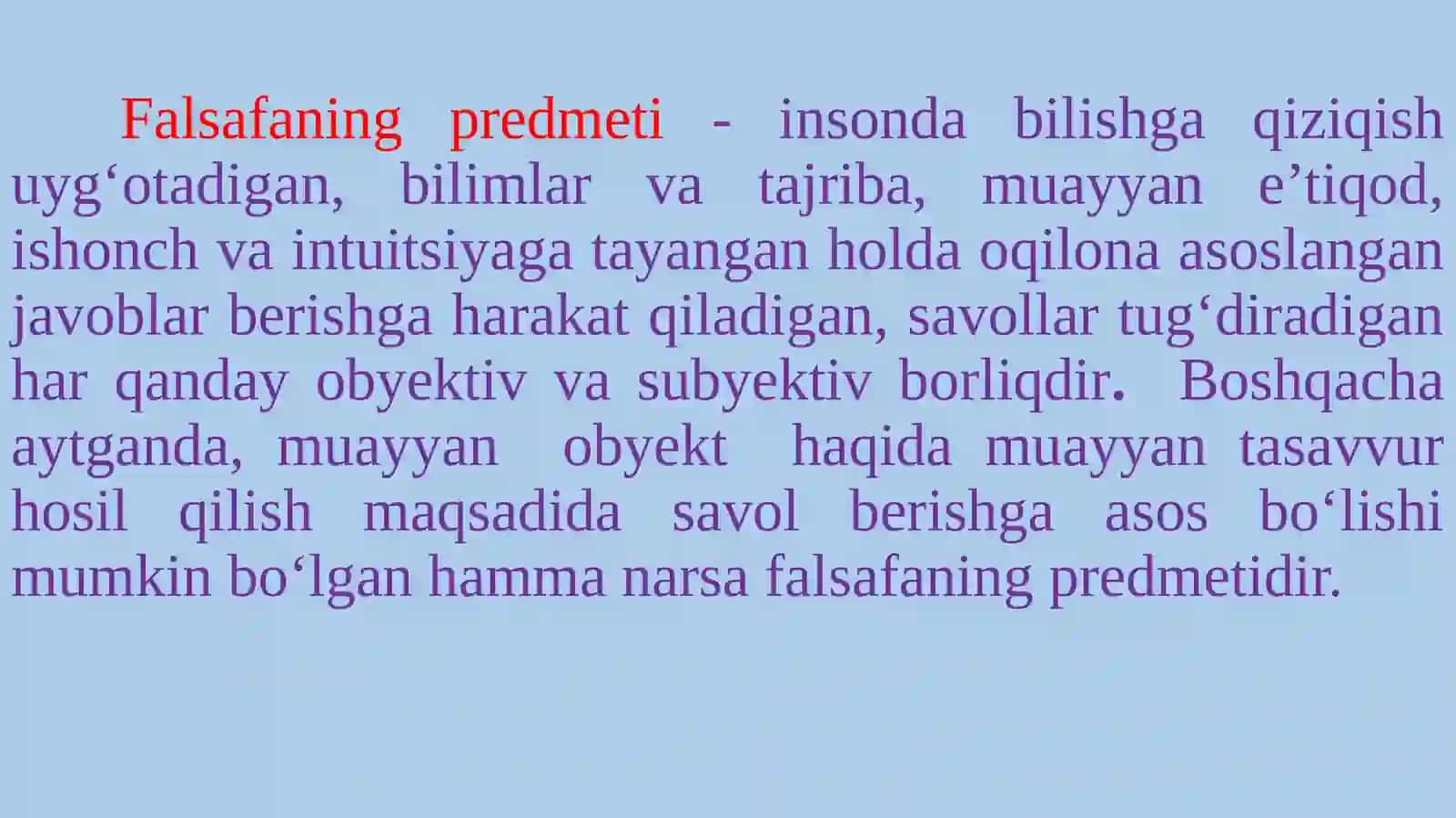 FALSAFA FANINING PREDMETI, MAQSAD VA VAZIFALARI 4