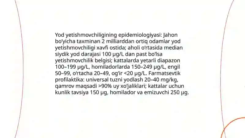 Yod tanqislik holatini (YTX) va tireotoksikozda farmatsevtik yordam tamoillari 4