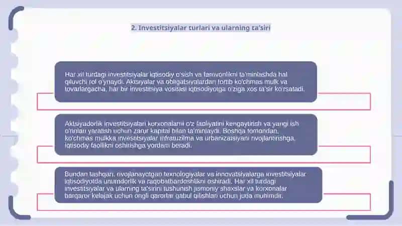 Investitsiyaning iqtisodiyotdagi roli va ahamiyati 4