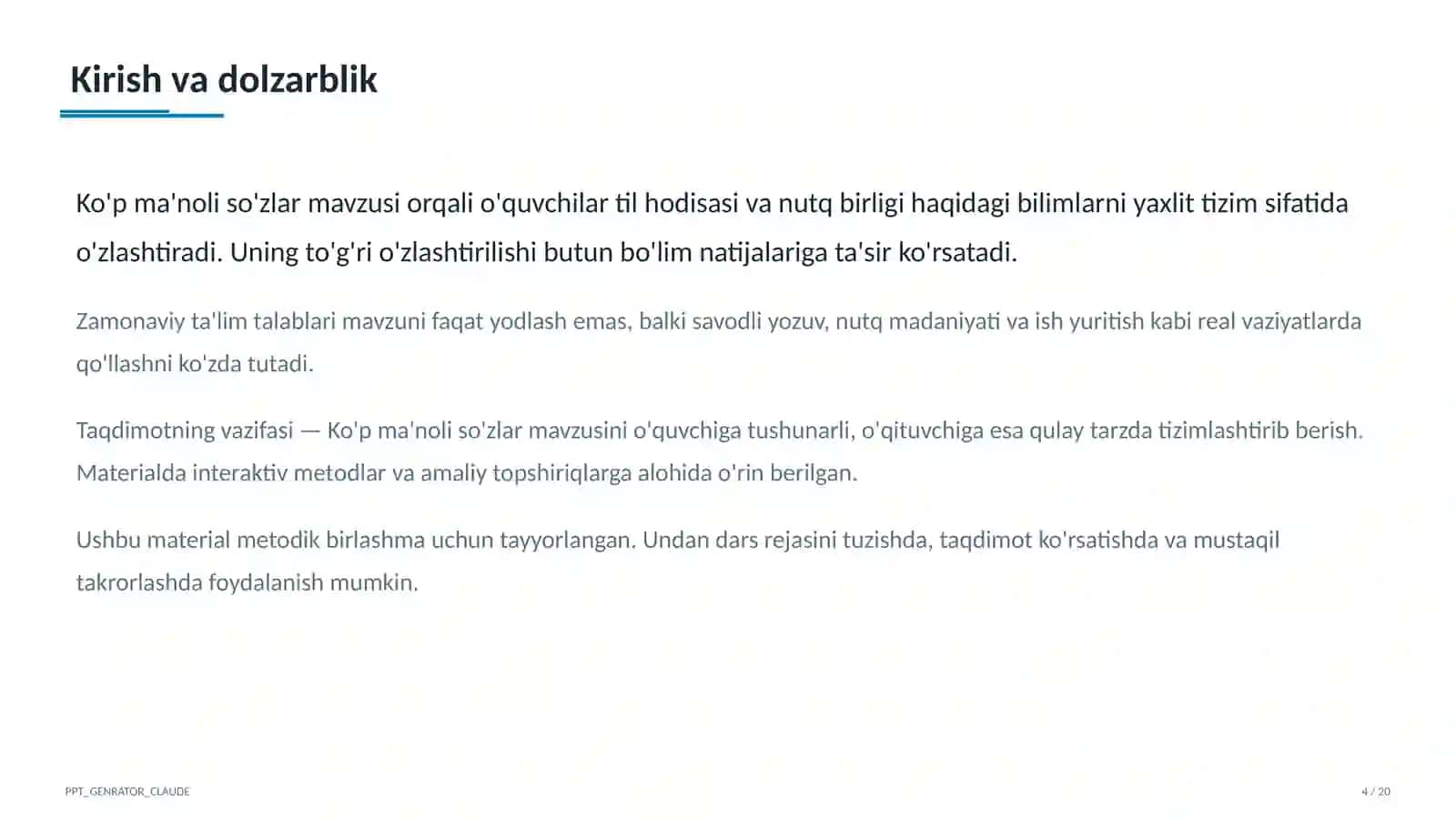 Ona tili (5–11) — metodik birlashma uchun 4