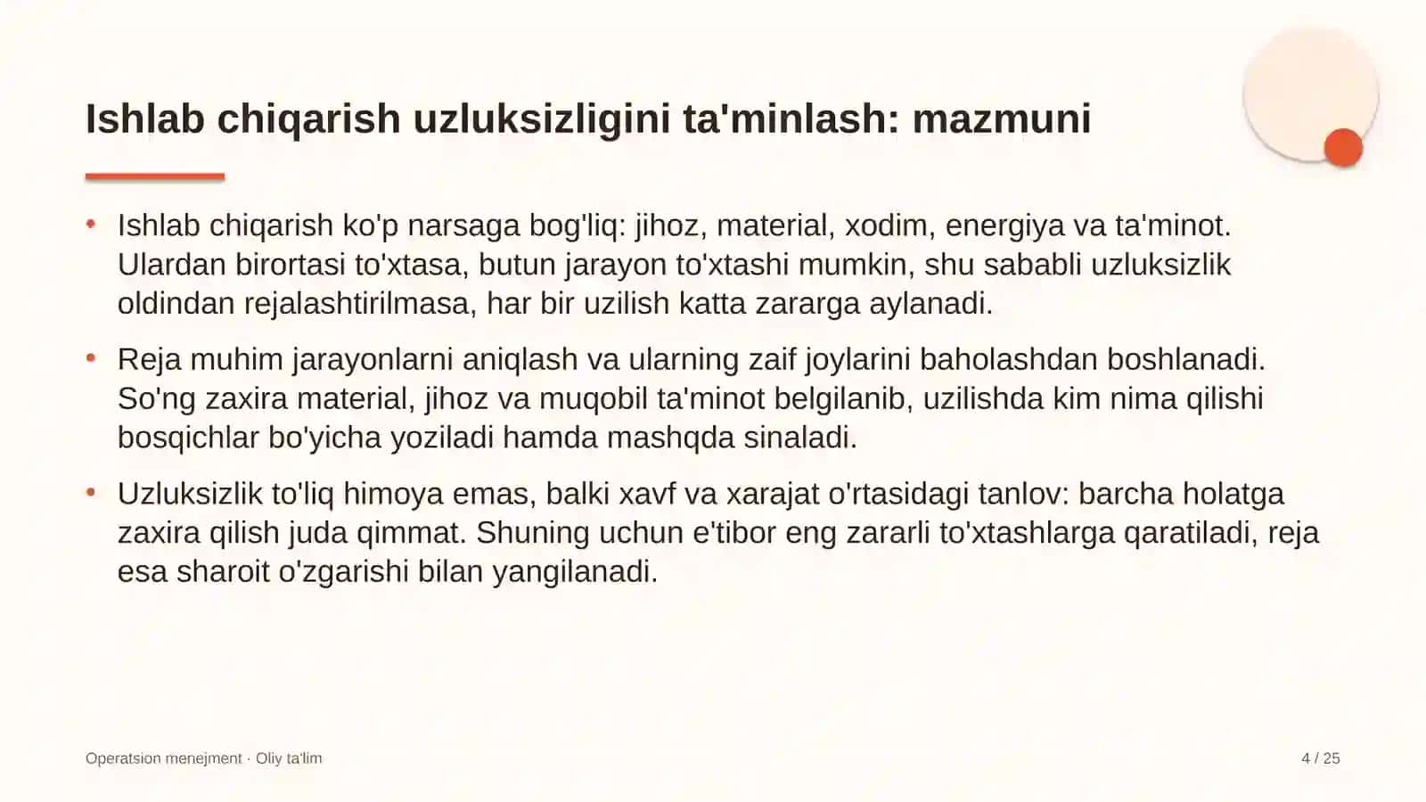 Energiya auditi tashkilotlarida ishlab chiqarish jarayonining uzluksizligini ta'minlash 4
