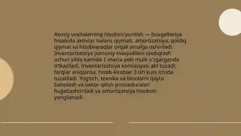 Asosiy vositalar holat va ulardan samarali foydalanish 4