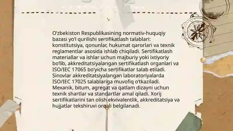 Yo‘l qurilishida sertifikatlash tizimlari 4