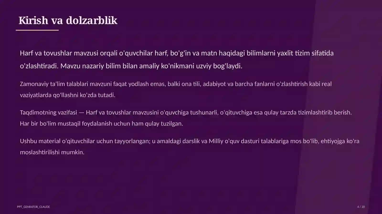 Harf va tovushlar (1-sinf) 4