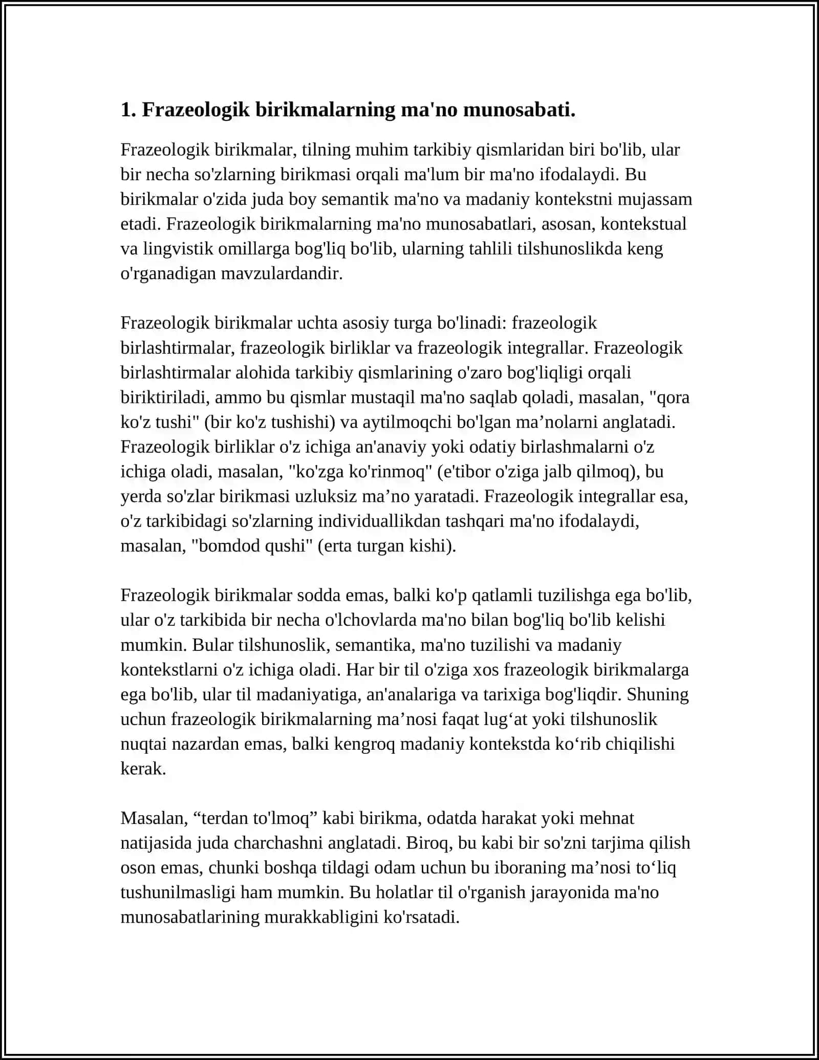FRAZEMALARNING MA'NO MUNOSABATIGA KO'RA TURLARI 4