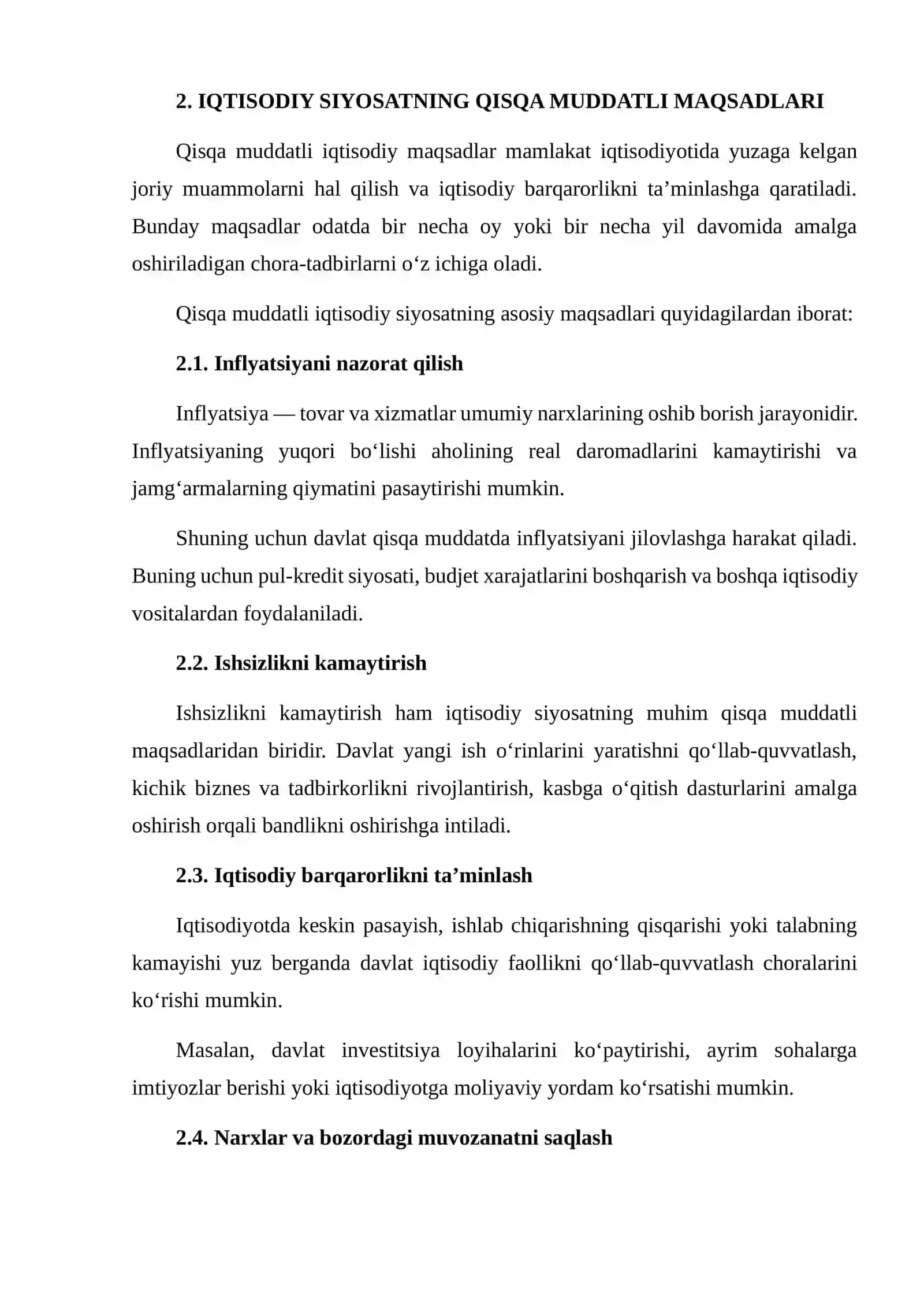 IQTISODIY SIYOSATNING QISQA VA UZOQ MUDDATLI MAQSADLARI 4