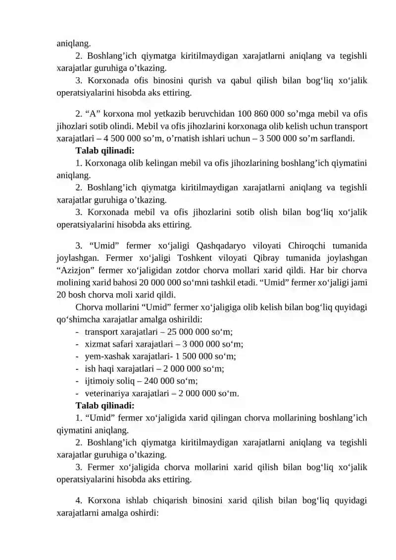 ASOSIY VOSITALAR HISOBINING NORMATIV-HUQUQIY ASOSLARI, TURKUMLANISHI VA BAHOLANISHI 4