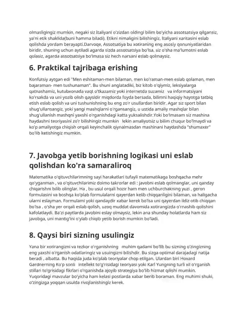 Xotiraning tabiiy imkoniyatlari 4