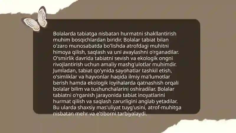 Ekologik Tarbiya Berish O'yinlari 4