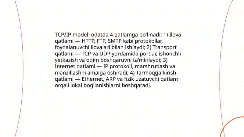 Kompyuter tarmoqlarining tuzilishi va tarmoq qurilmalari haqida tushuncha 4