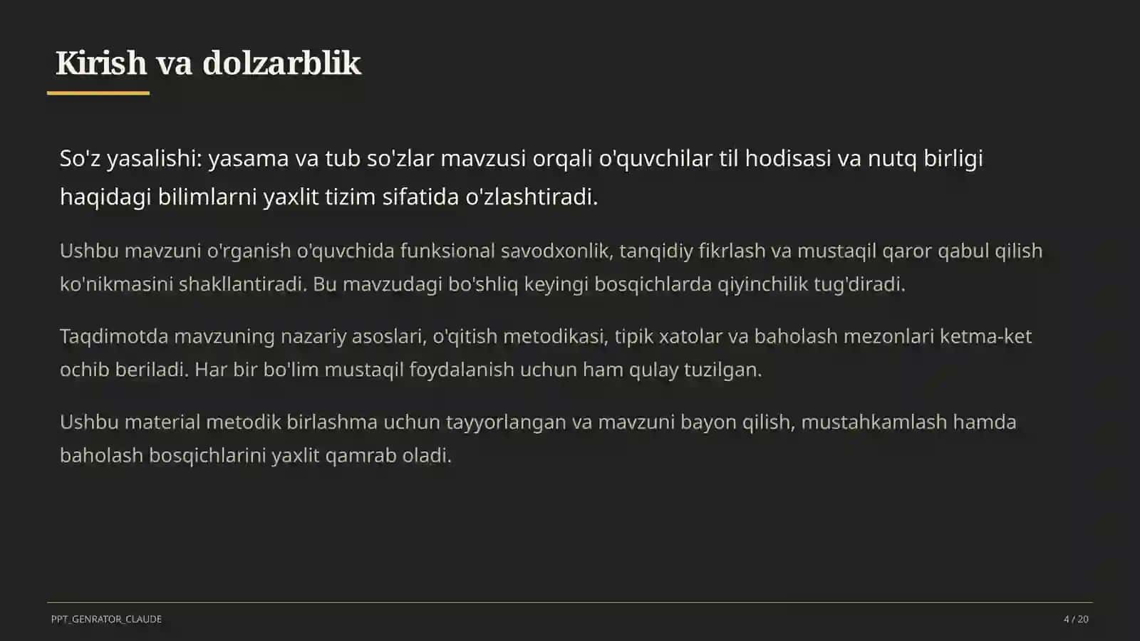Ona tili (5–11) — metodik birlashma uchun 4