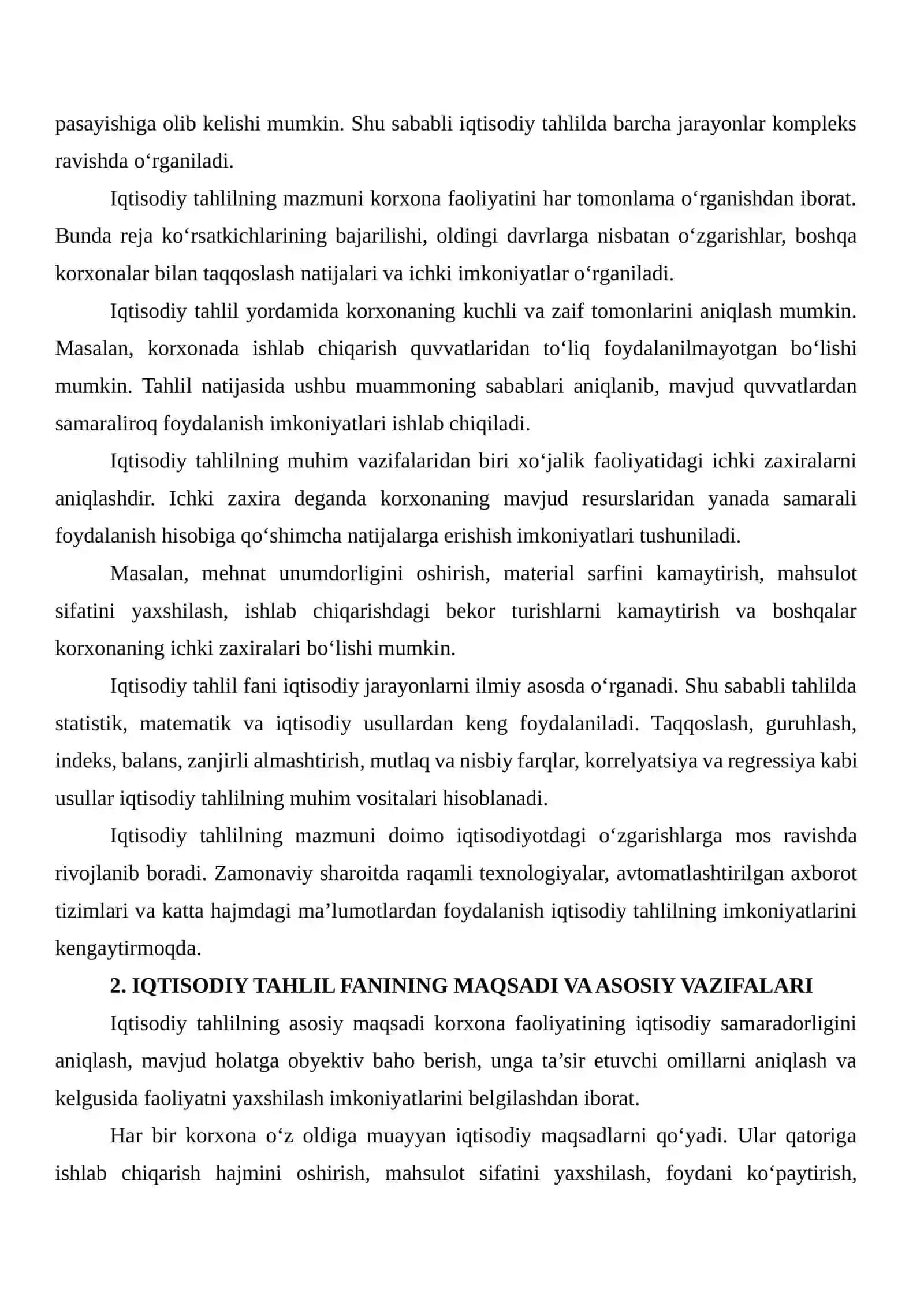 IQTISODIY TAHLIL FANINING PREDMETI, VAZIFALARI VA TAMOYILLARI 4