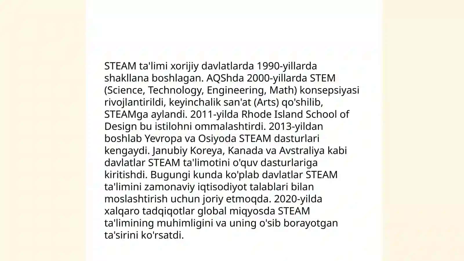 STEAM yondashuvi asosiy tamoyillari 4