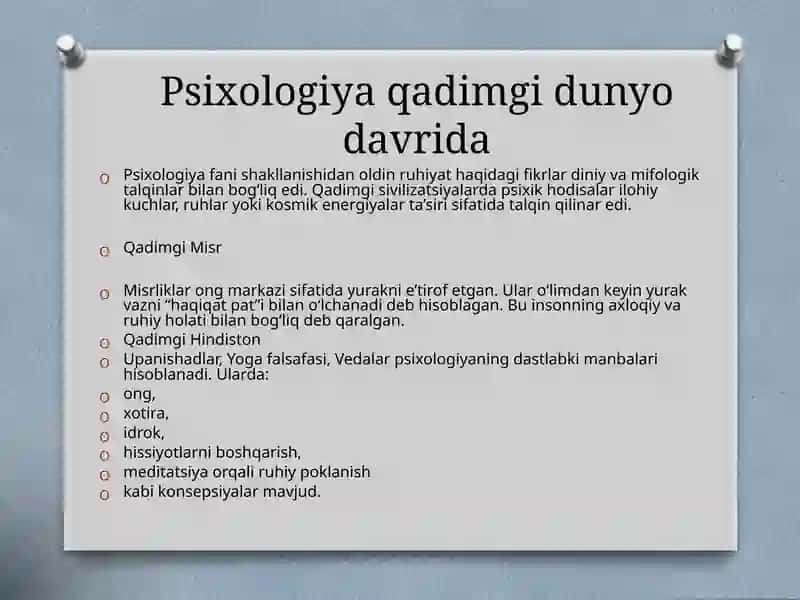 UMUMIY PSIXOLOGIYA: TARAQQIYOT BOSQICHLARI, PREDMETI VA VAZIFALARI 4