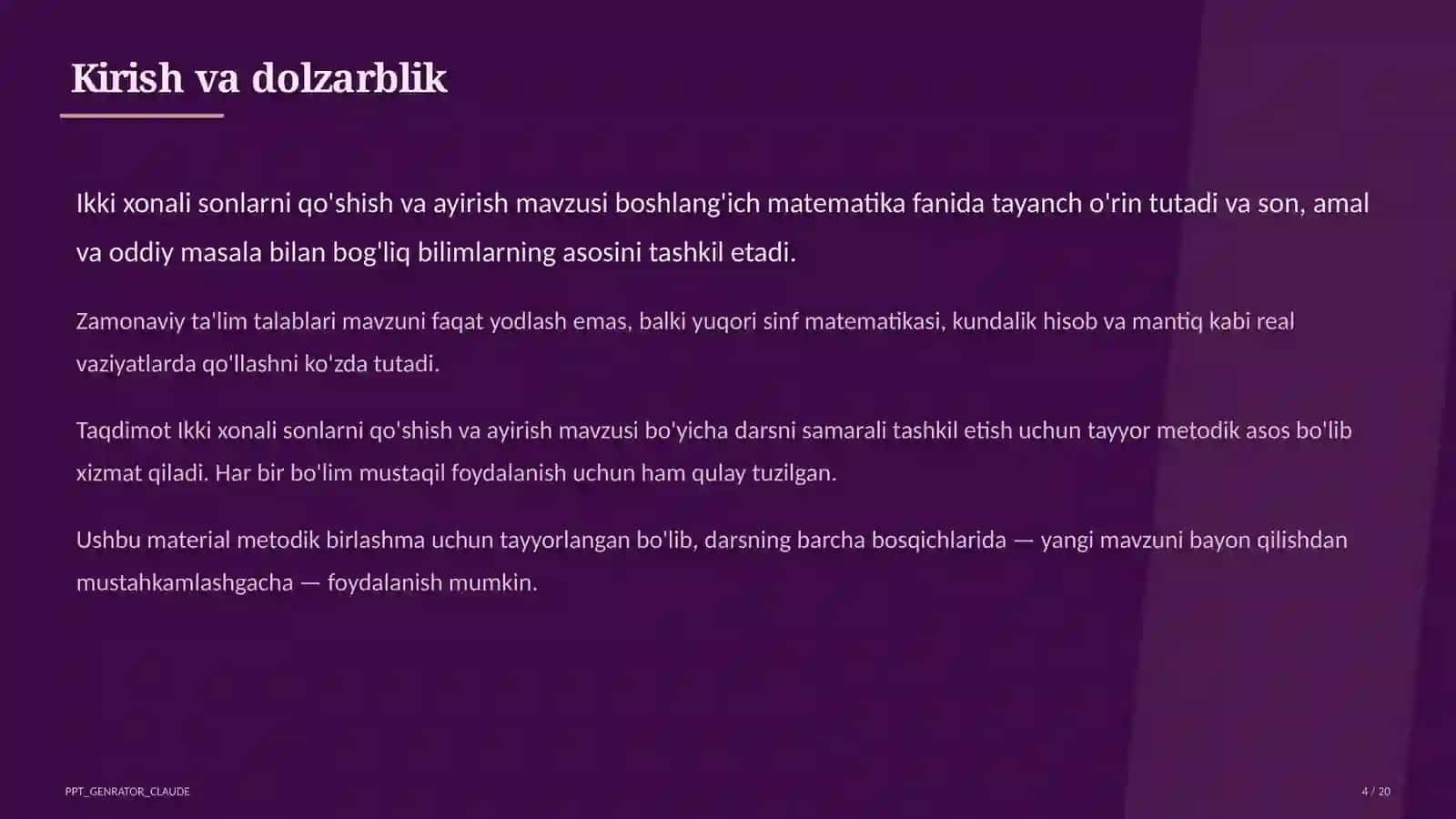 Ikki xonali sonlarni qo'shish va ayirish (2-sinf) 4