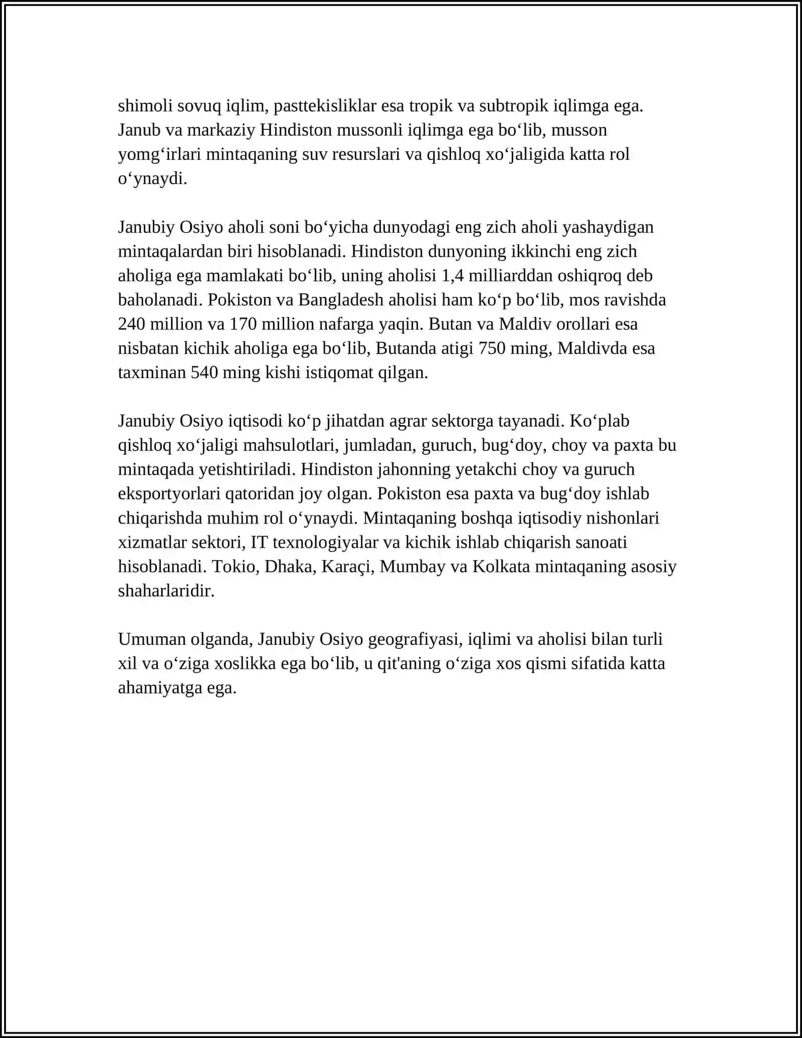 JANUBIY OSIYO DAVLATLAR GEOGRAFIYASI 4