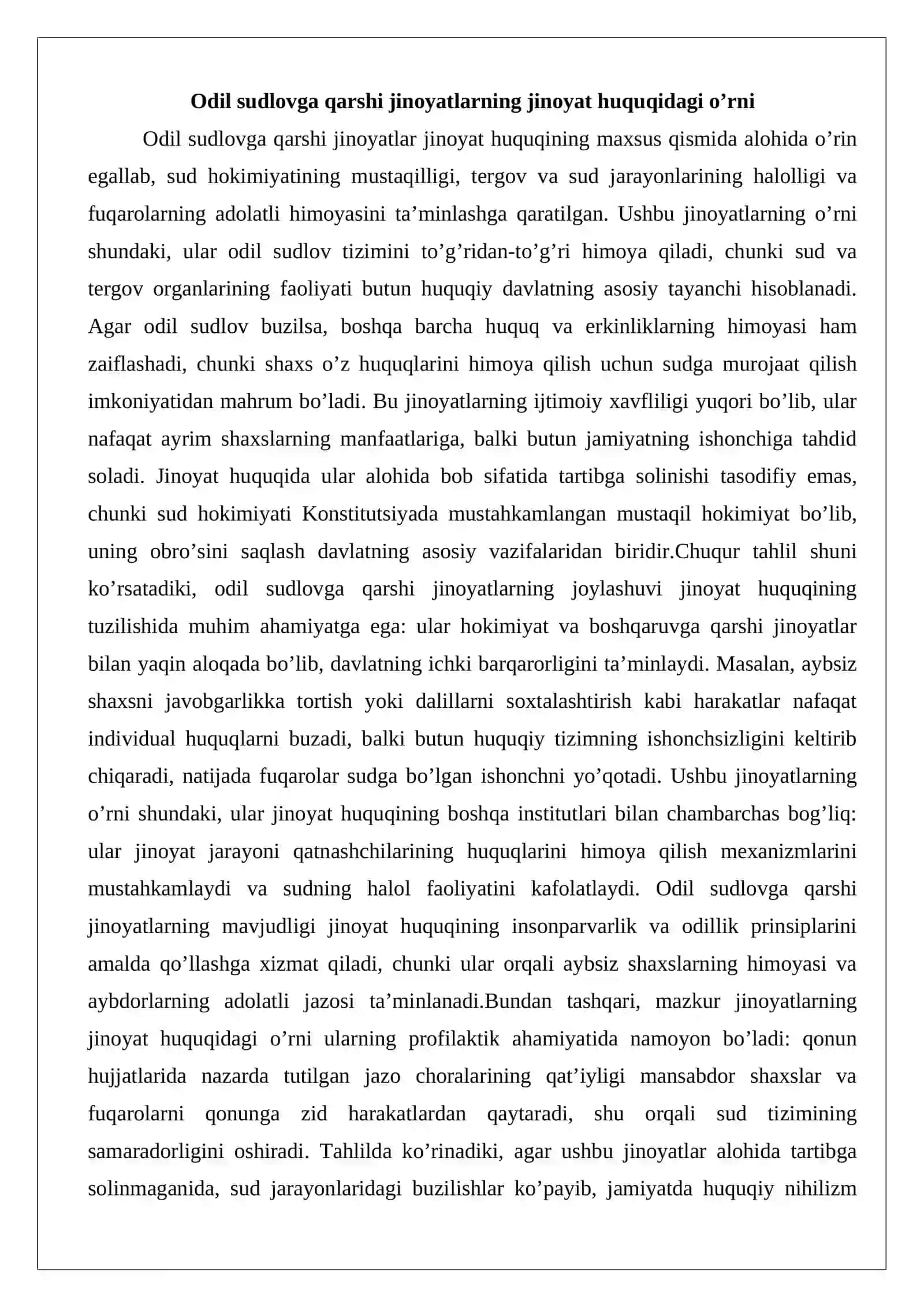 Odil sudlovni amalga oshirishga qarshi jinoyatlar huquqiy tahlili 4