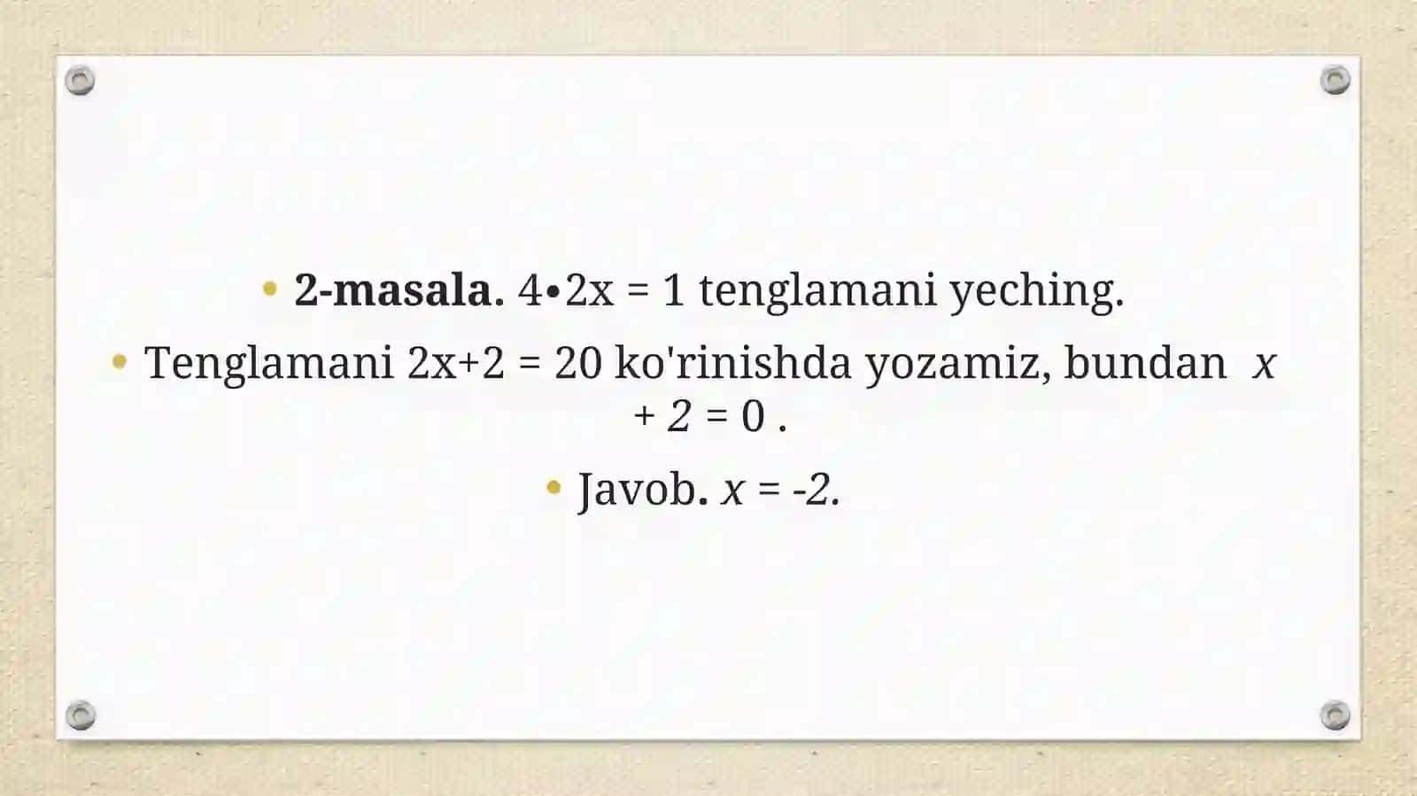 Ko'rsatkichlitenglamalar 4