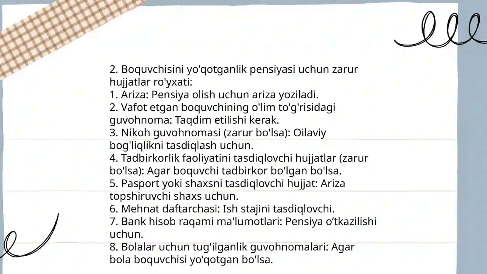Boquvchisini yo'qotganlik pensiyasi tayinlash va to'lash tartibi 4