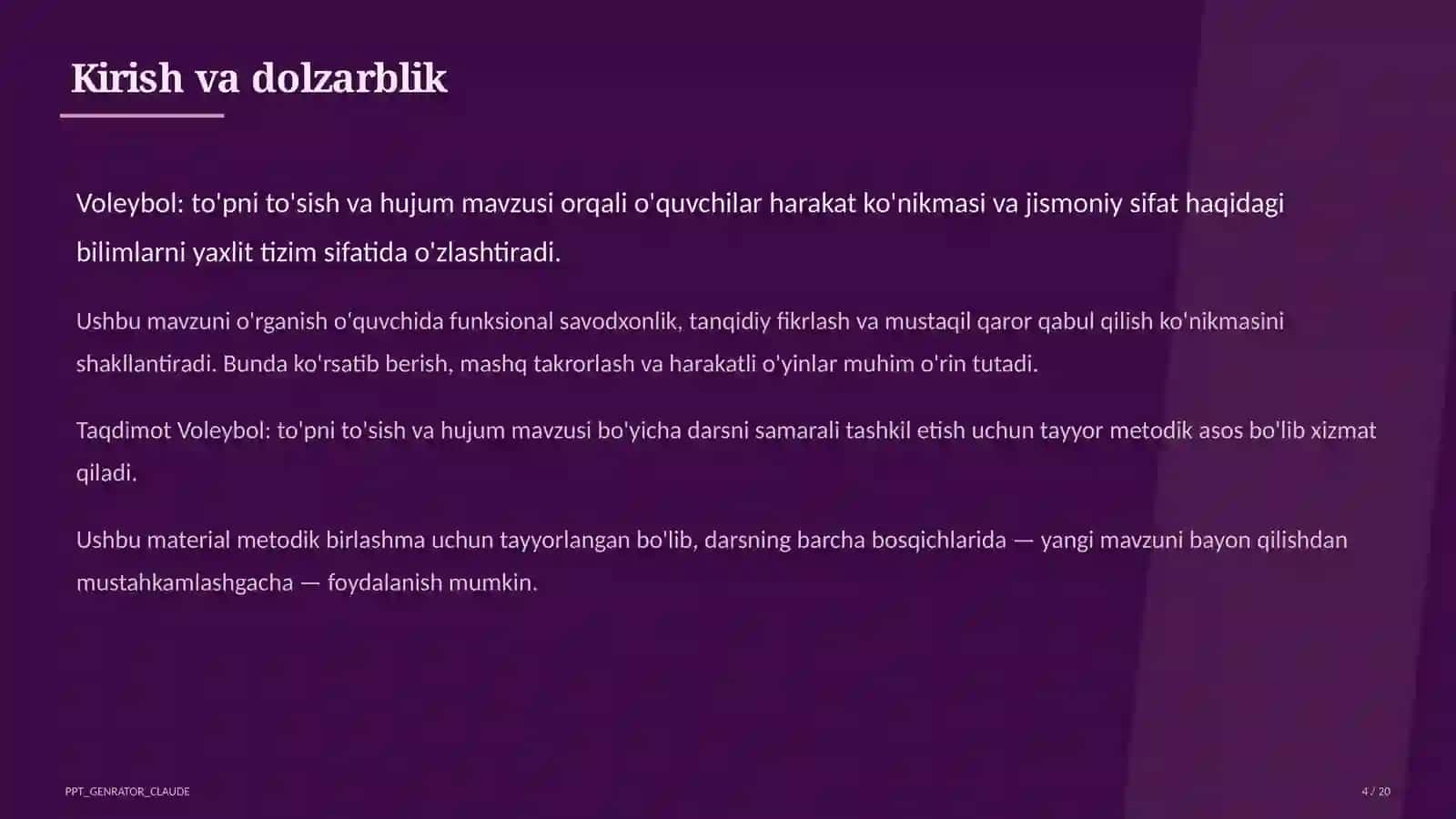 Jismoniy tarbiya (1–11) — metodik birlashma uchun 4