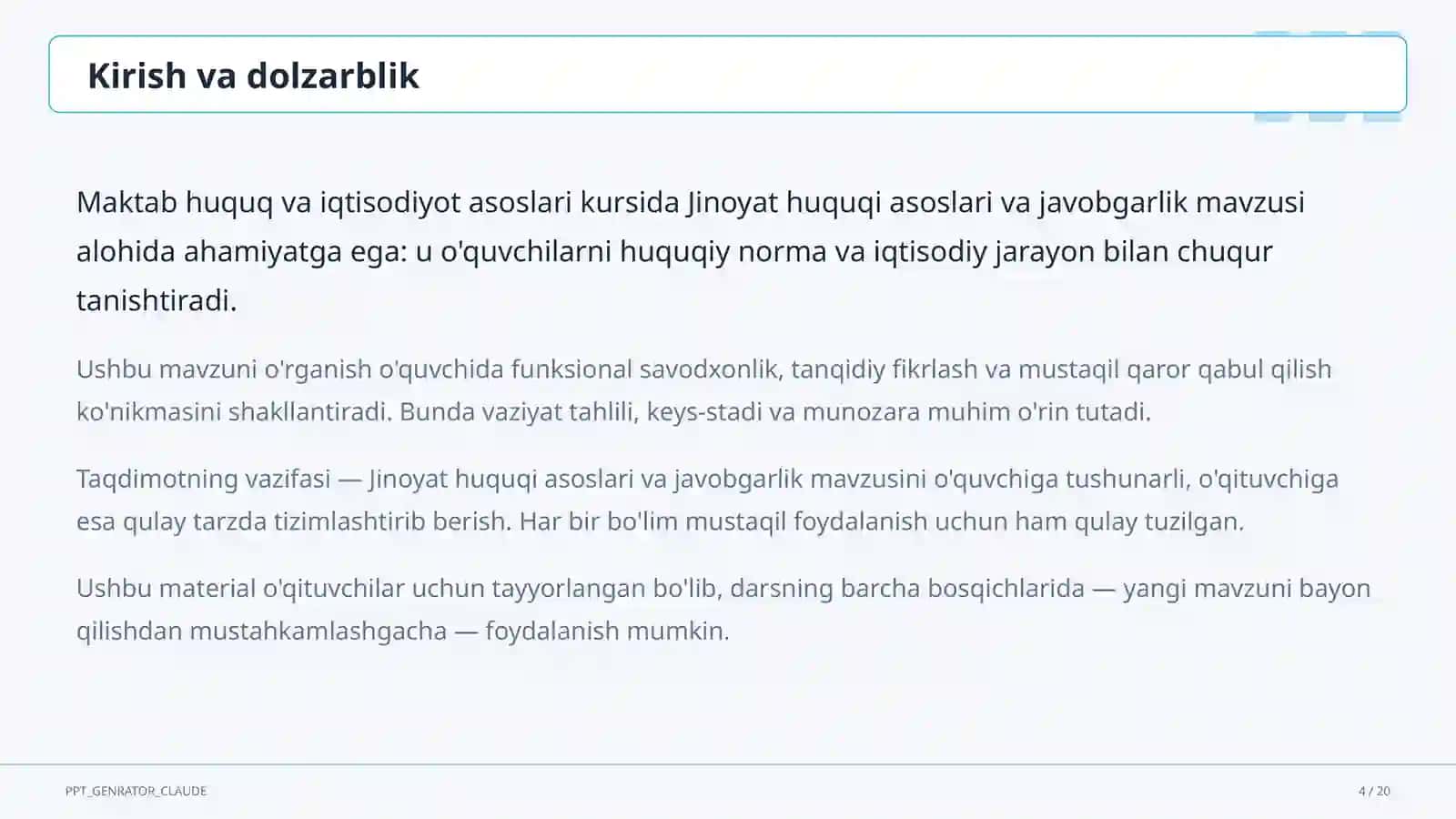 Jinoyat huquqi asoslari va javobgarlik (10-sinf) 4