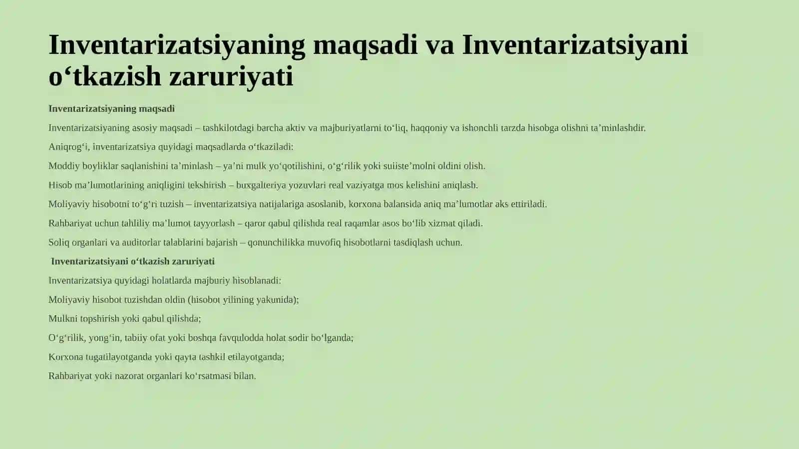 Inventarizatsiya va uni tashkil etish. 4