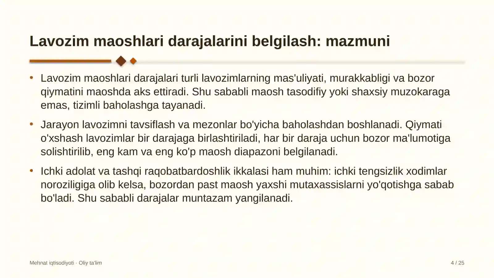 Ekstremal turizmda lavozim maoshlari darajalarini belgilash 4
