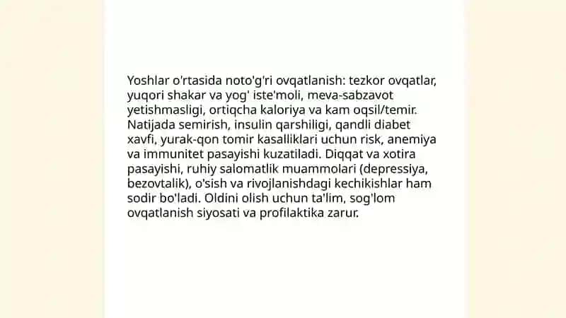Oqilona ovqatlanish va zamonaviy hayot tarzi: muammo va sabablari 4
