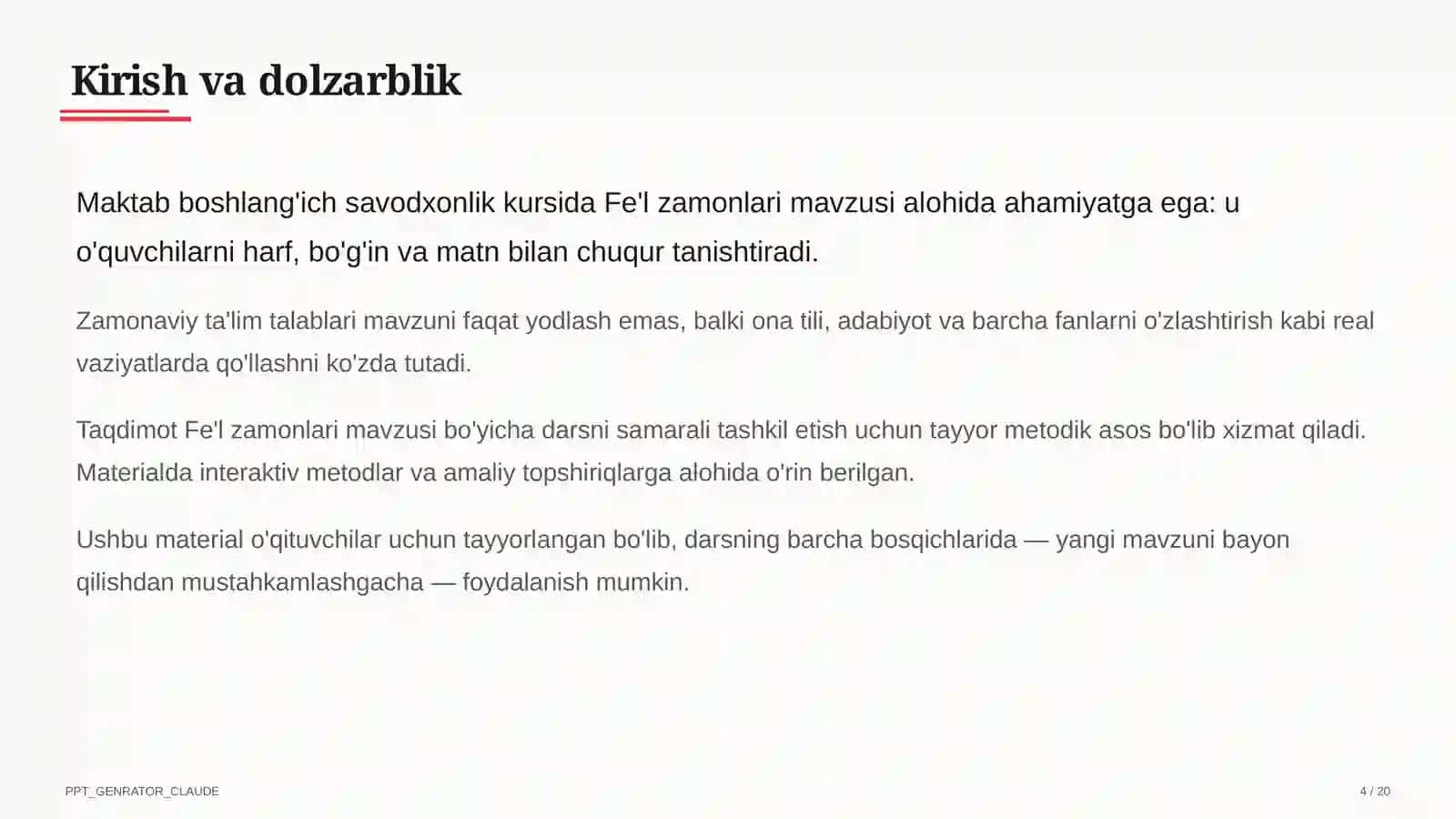 Fe'l zamonlari (4-sinf) 4