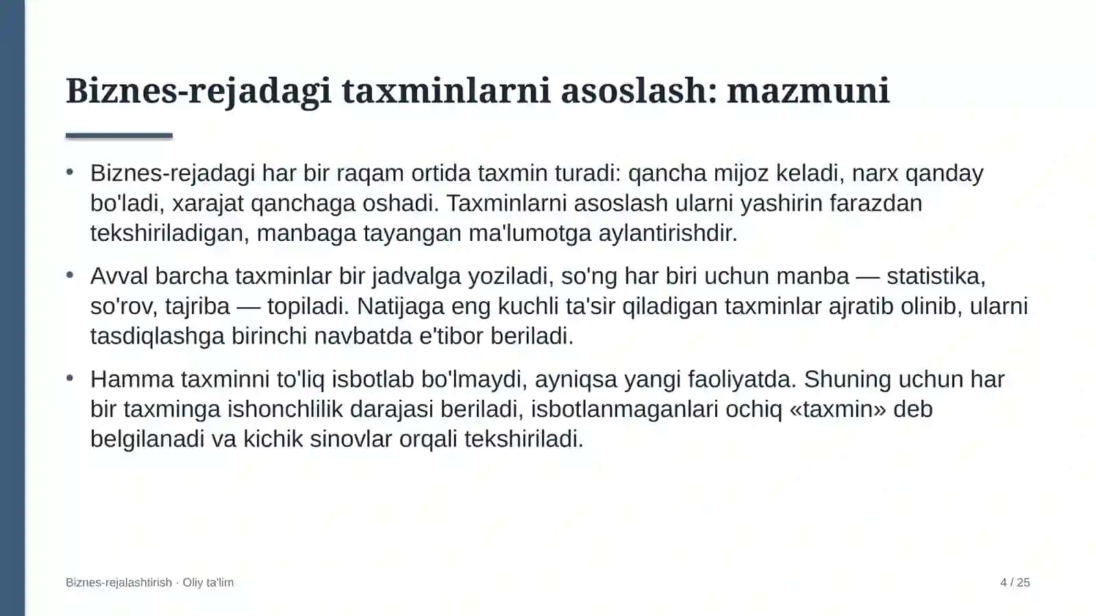 Bolalar-o'smirlar sport maktablarida biznes-rejadagi taxminlarni asoslash 4