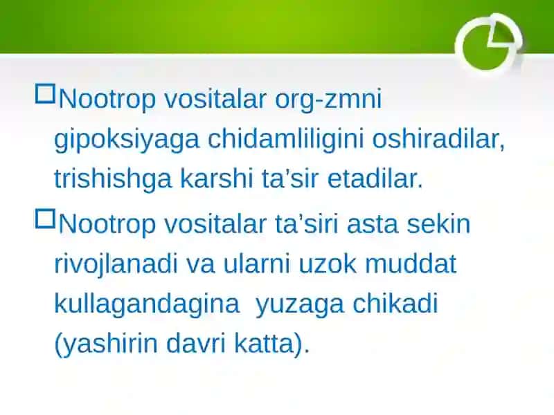 PSIXOSTIMULYATORLAR. NOOTROP VOSITALAR 4
