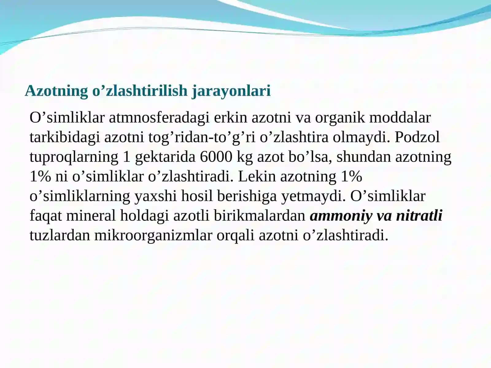 Tabiatda azot alamashinuvi umumiy qonuniyatlari 4