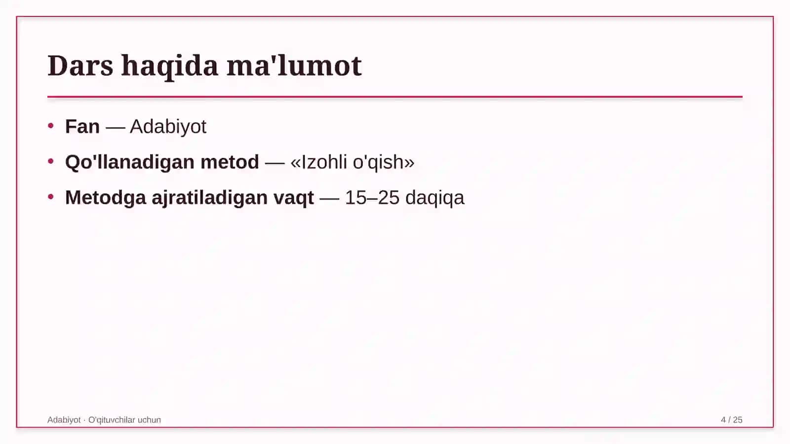adabiyot darslarida izohli o'qish metodidan foydalanish 2044 4