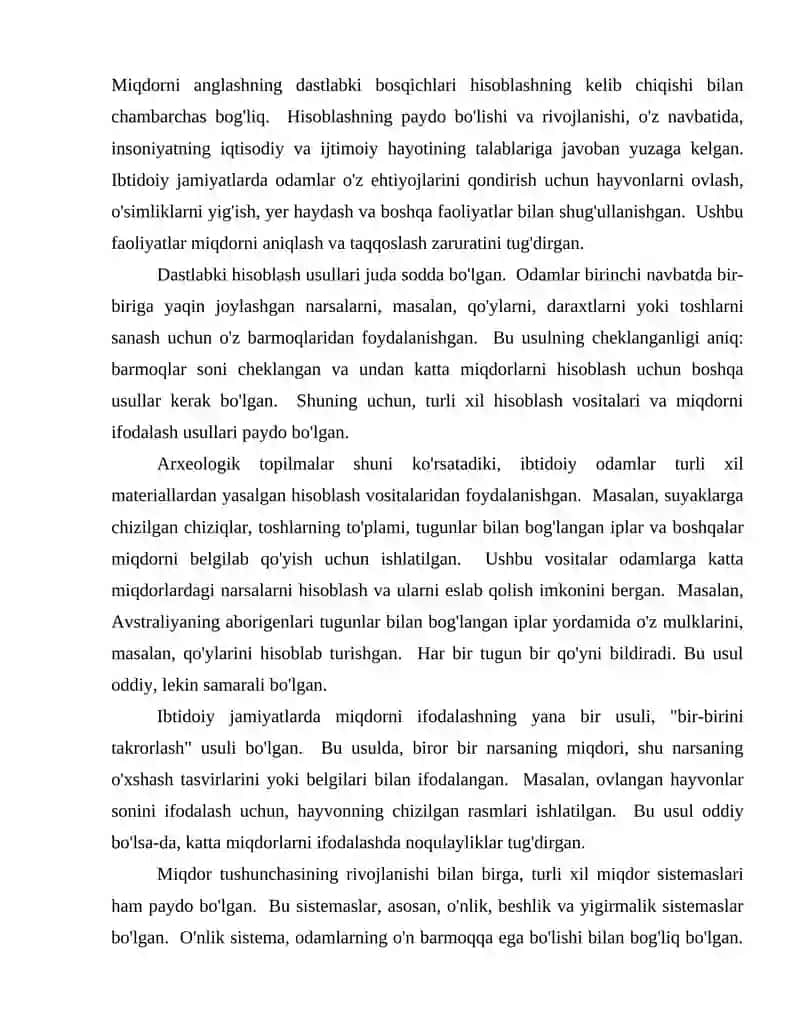 5-6 yoshli bolalarda miqdor haqidagi bilimlarni shakllantirishning xususiyatlari. 3-4 yoshli bolalar bilan ishlashda matematik mazmunga ega bo‘lgan didaktik o‘yinlar va o‘yin mashqlari. 4