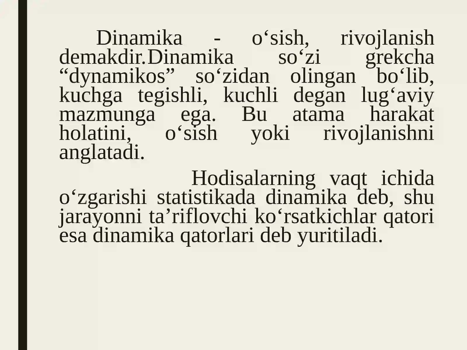 Dinamika statistiko oʻrganish uslubiyati 4