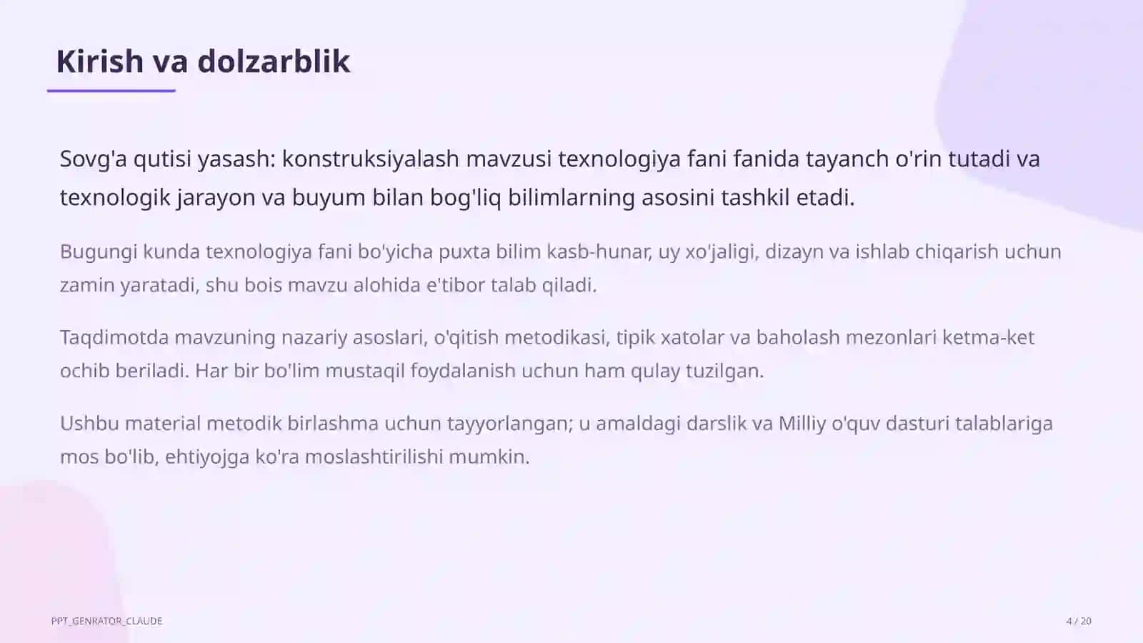 Sovg'a qutisi yasash: konstruksiyalash (3-sinf) 4