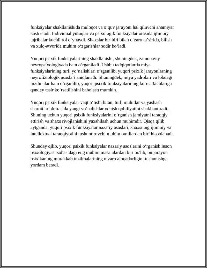 YUQORI PSIXIK FUNKSIYALARNING SHAKLLANISHI 4