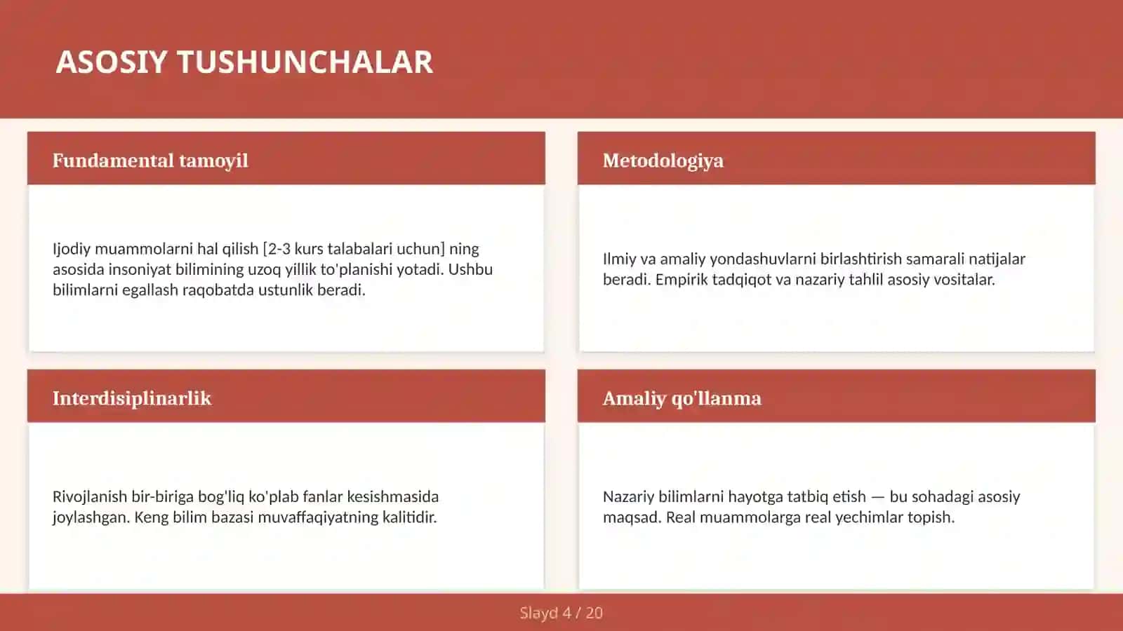 Ijodiy muammolarni hal qilish [2-3 kurs talabalari uchun] 4