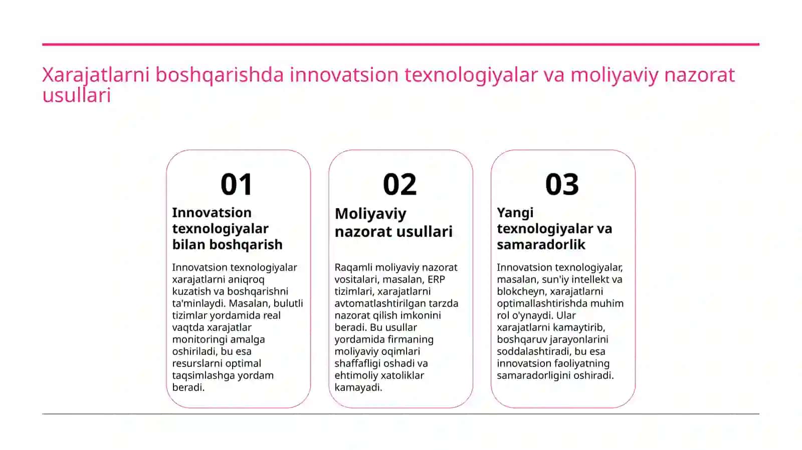 Innovatsion faoliyat xarajatlarini boshqarish va baho belgilash 4