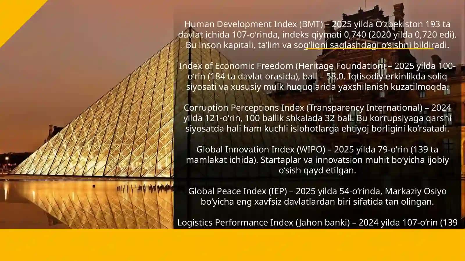 O‘zbekistonning xalqaro reyting va indekslardagi o‘rnini tushuntirish uchun nazoratni muvofiqlashtirish 4
