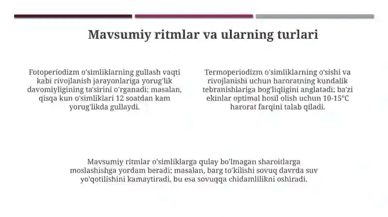 O'simliklarning Ontogenezi va Mavsumiy Ritmiga Kirish 4