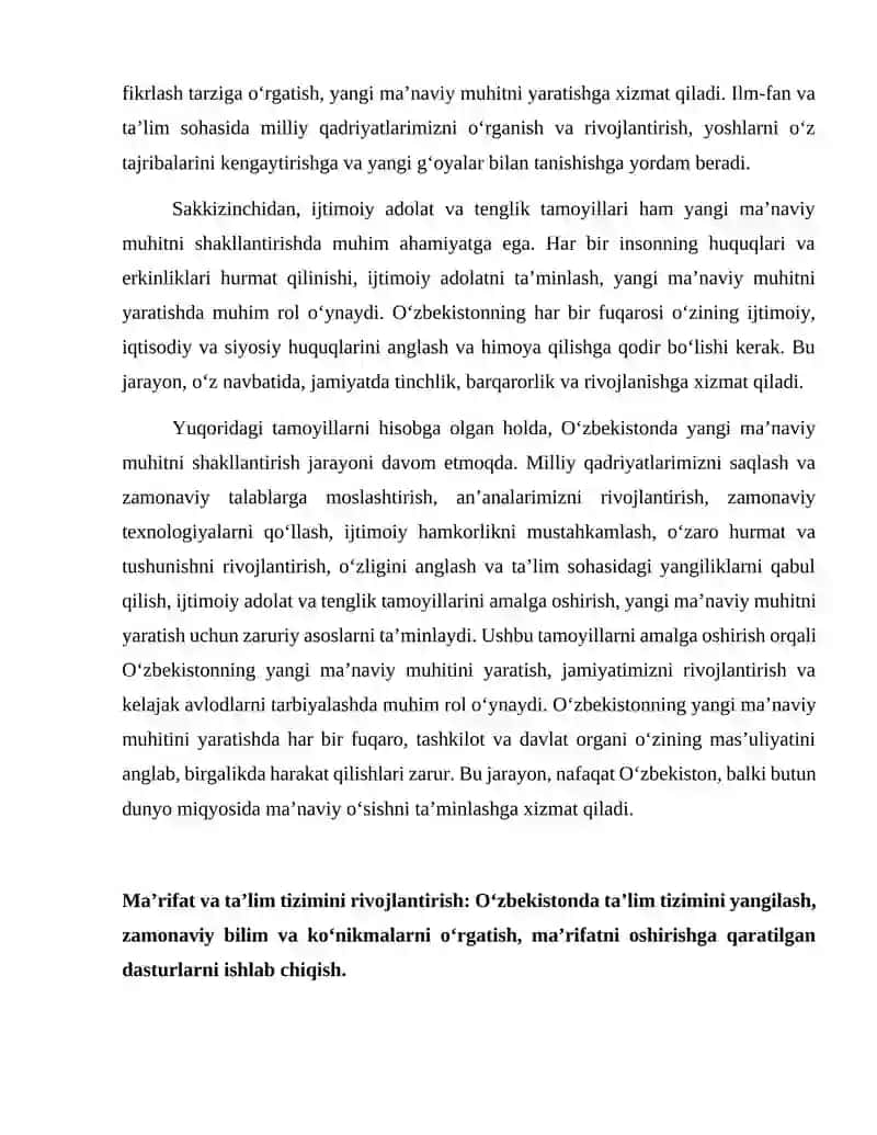Oʻzbekistonda yangi manaviy muhit yaratish va maʼrifatni jamiyat konsepsiyasi 4