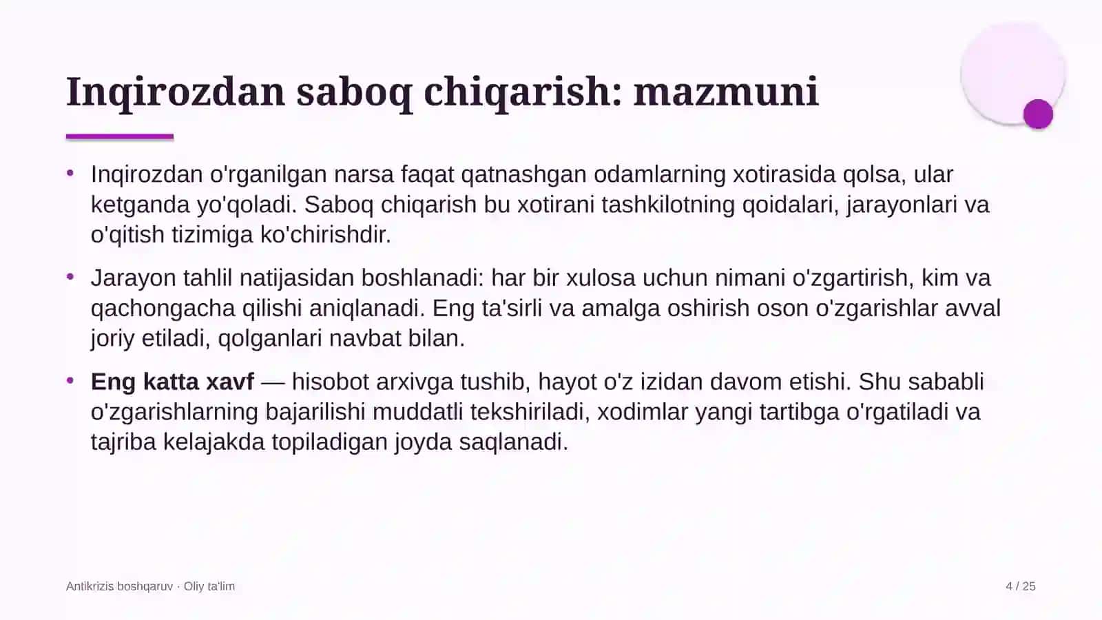 Hamshiralik ishida inqirozdan saboq chiqarish 4
